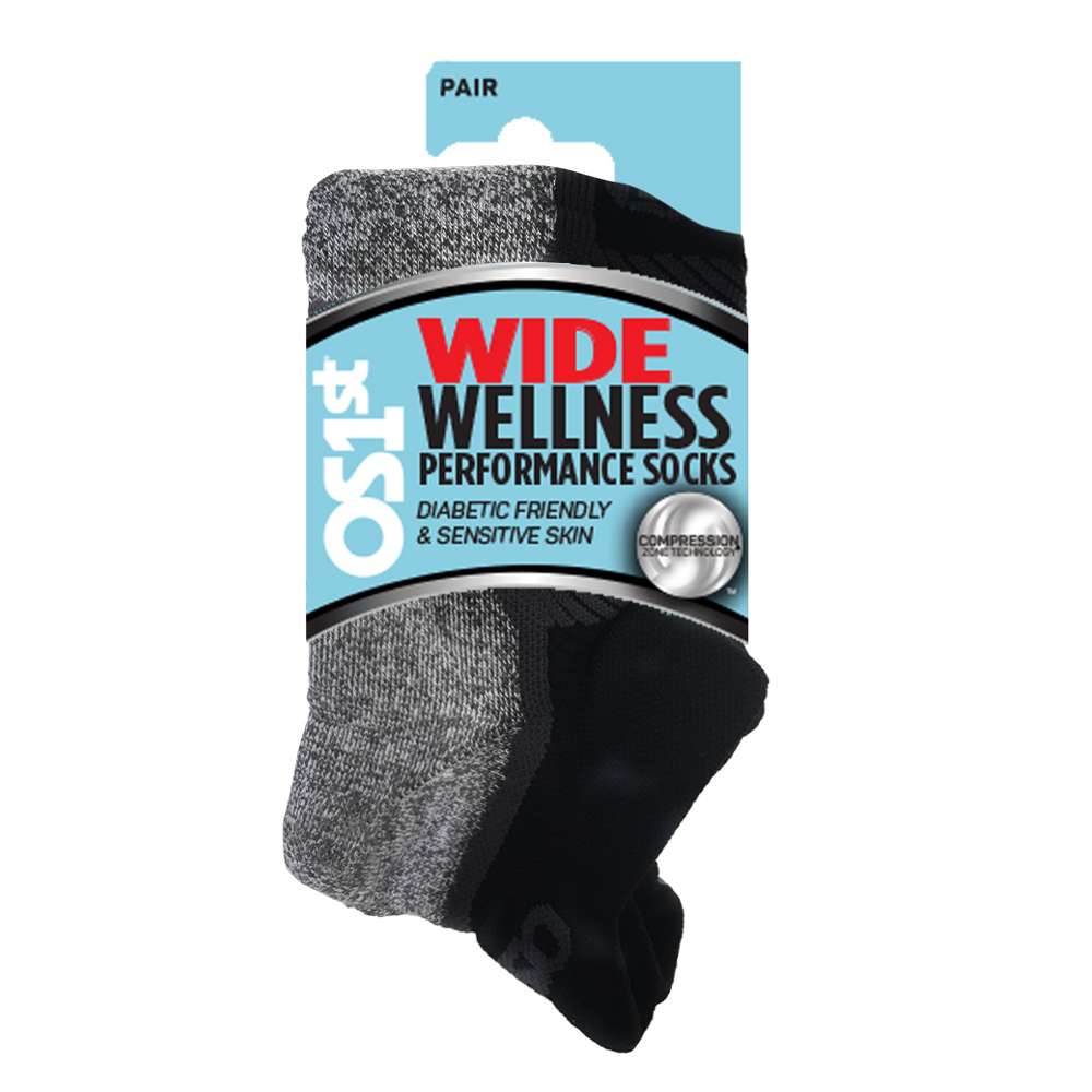 Wide No Show Wellness Performance Sock (WP4+) - Black - Image 4