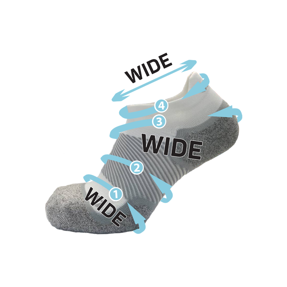 Wide No Show Wellness Performance Sock (WP4+) - Black - Image 5