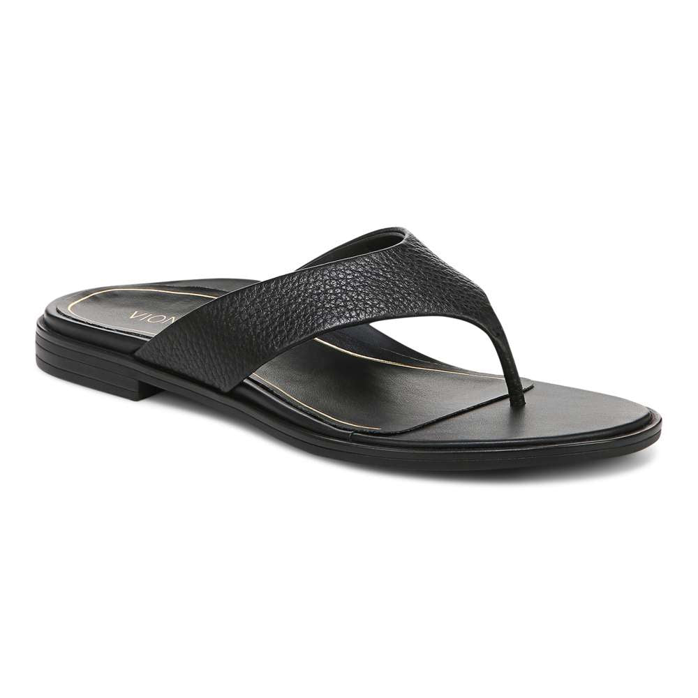 Agave Toe Post Sandal - Black Leather - Image 10