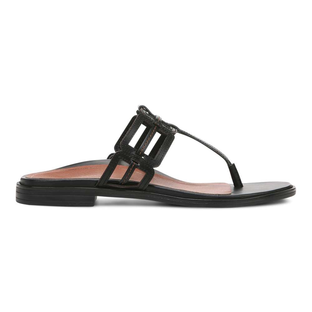 Alvana Toe Post Sandal - Black Leather - Image 2