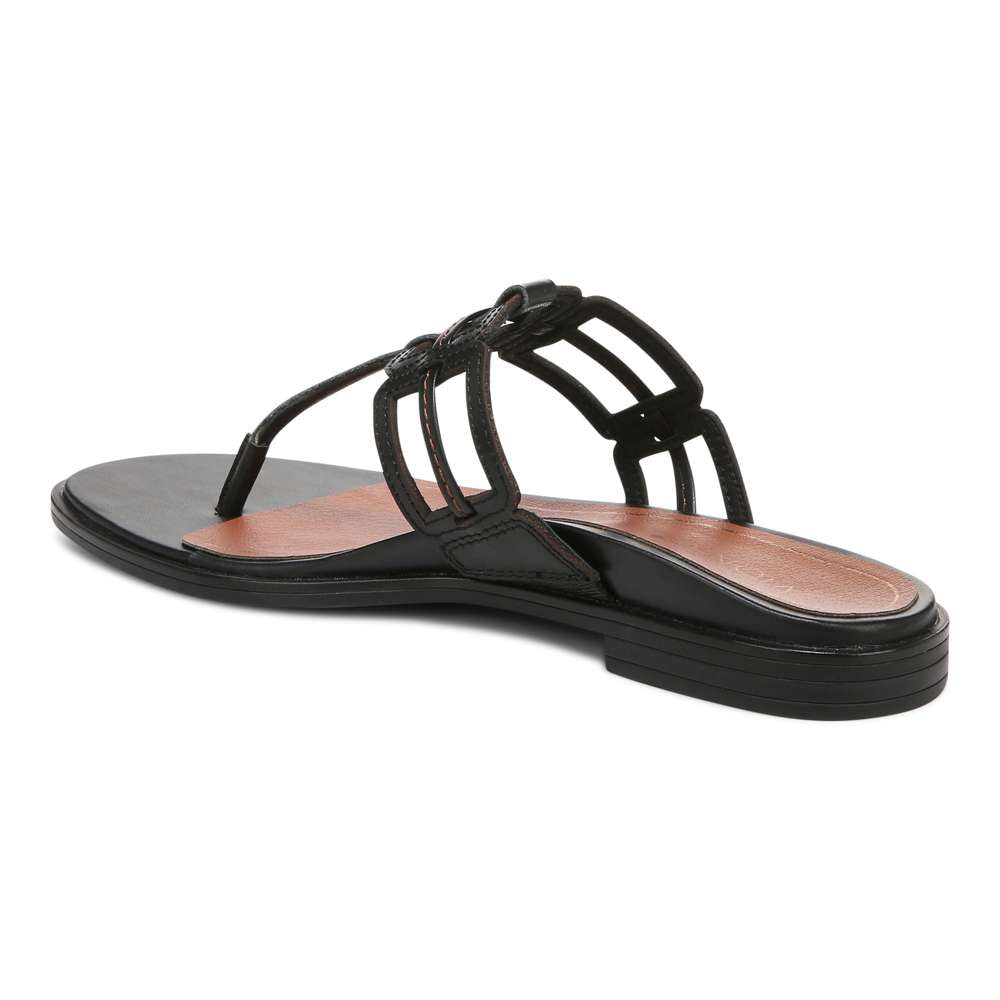 Alvana Toe Post Sandal - Black Leather - Image 6