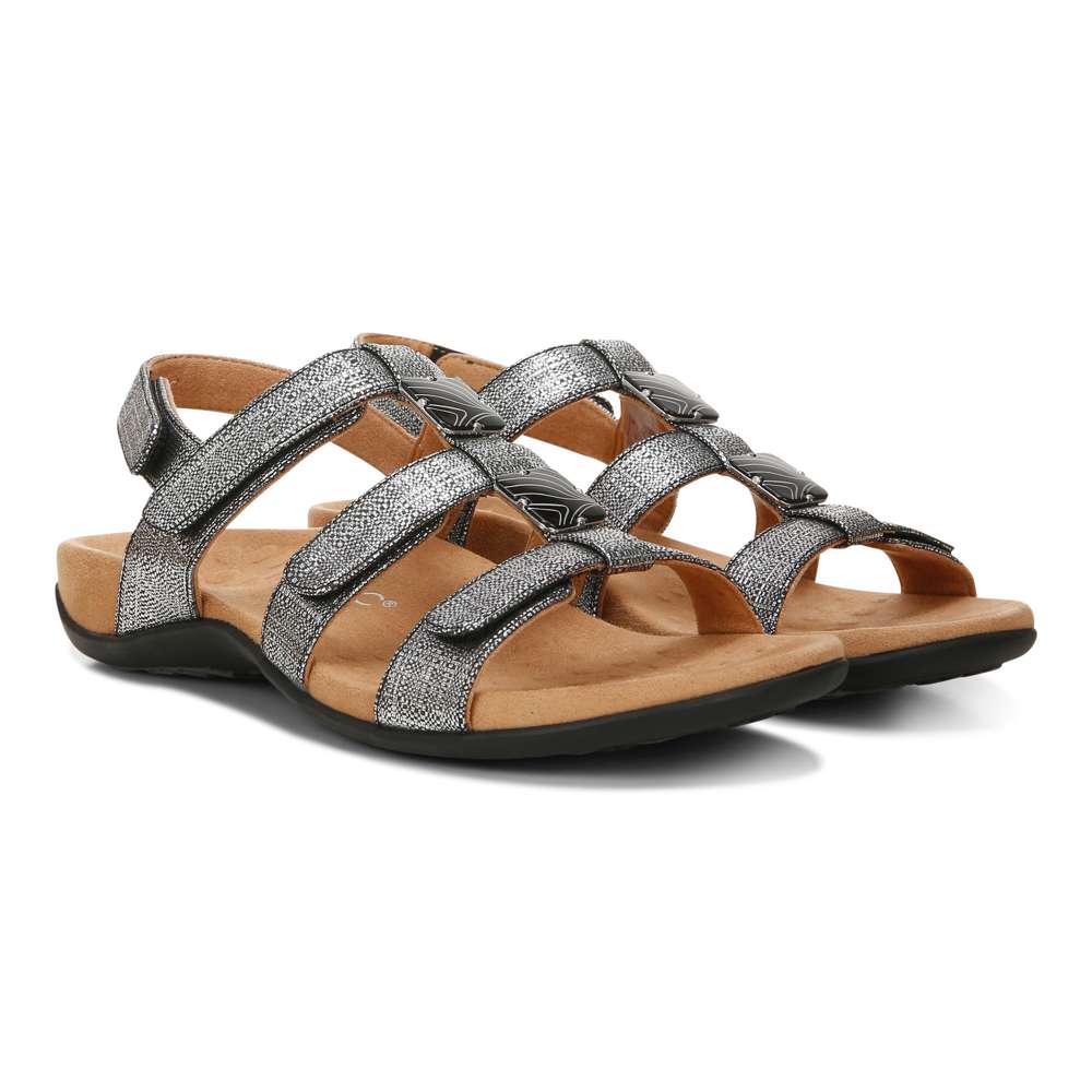 Amber Adjustable Sandal - Black Metallic - Image 7