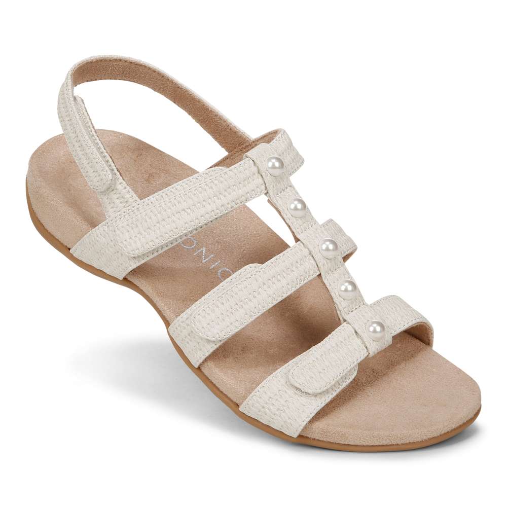 Amber Pearl Adjustable Sandal - Cream - Image 6