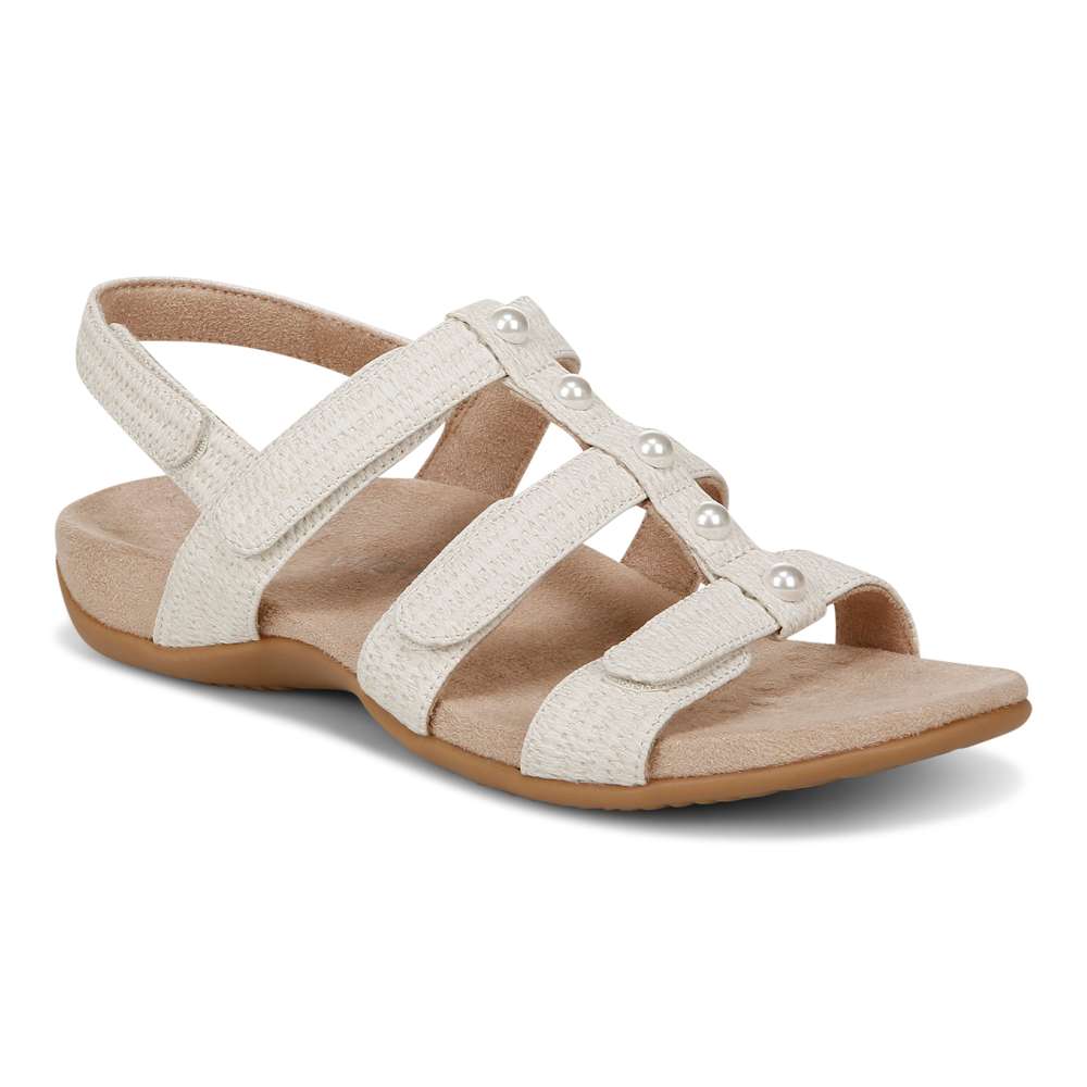 Amber Pearl Adjustable Sandal - Cream - Image 12