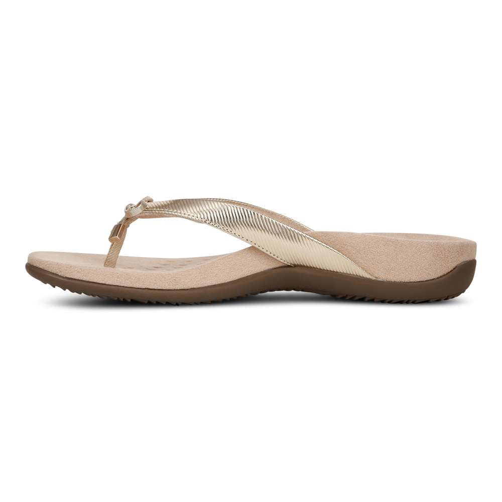 Bella Toe Post Sandal - Gold Ribbed - Image 3