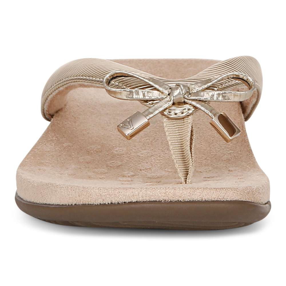 Bella Toe Post Sandal - Gold Ribbed - Image 5