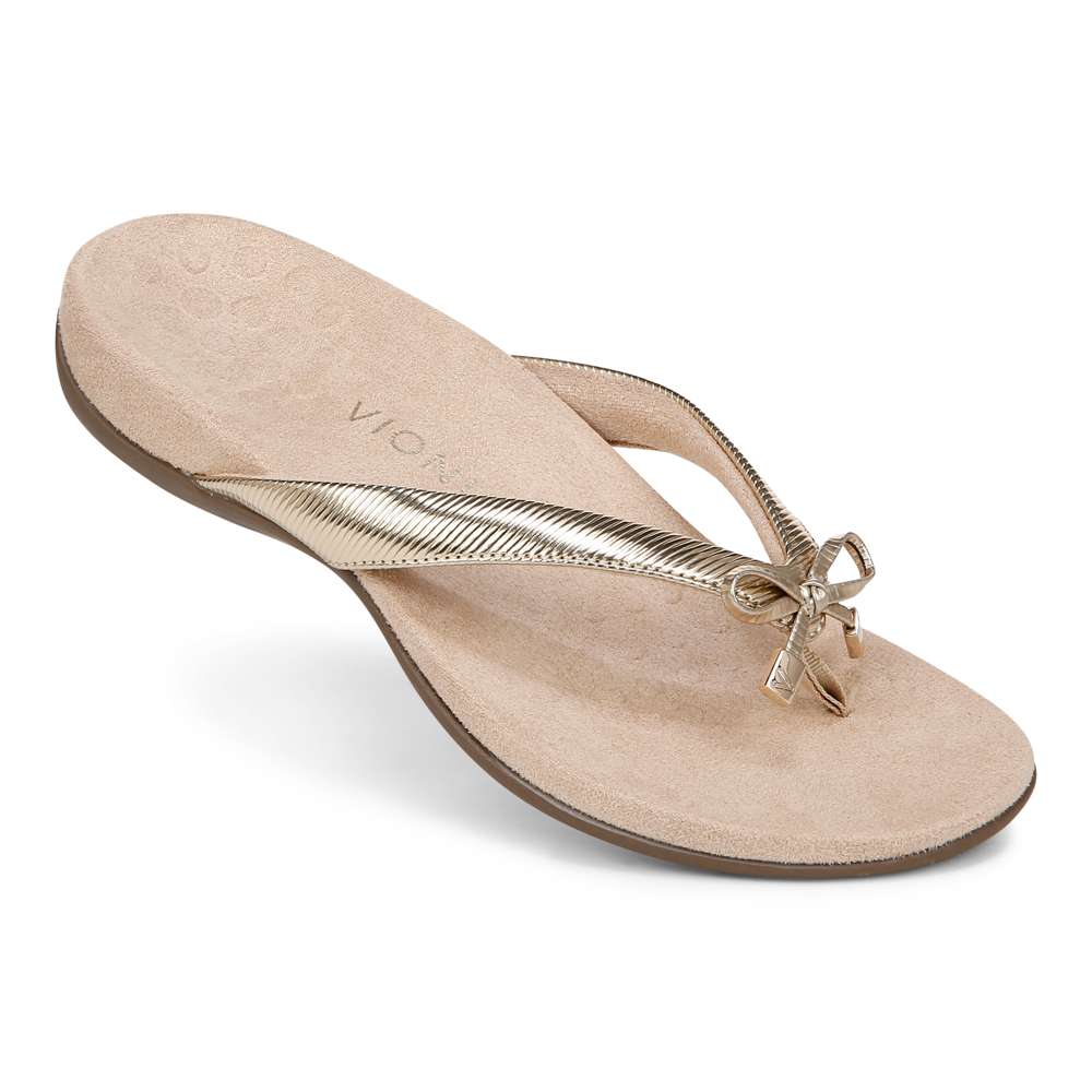 Bella Toe Post Sandal - Gold Ribbed - Image 6