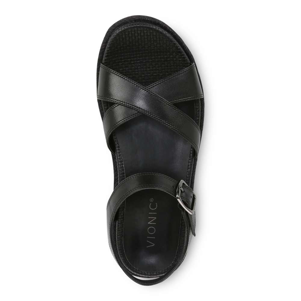 Mar Platform Sandal - Black Leather - Image 4