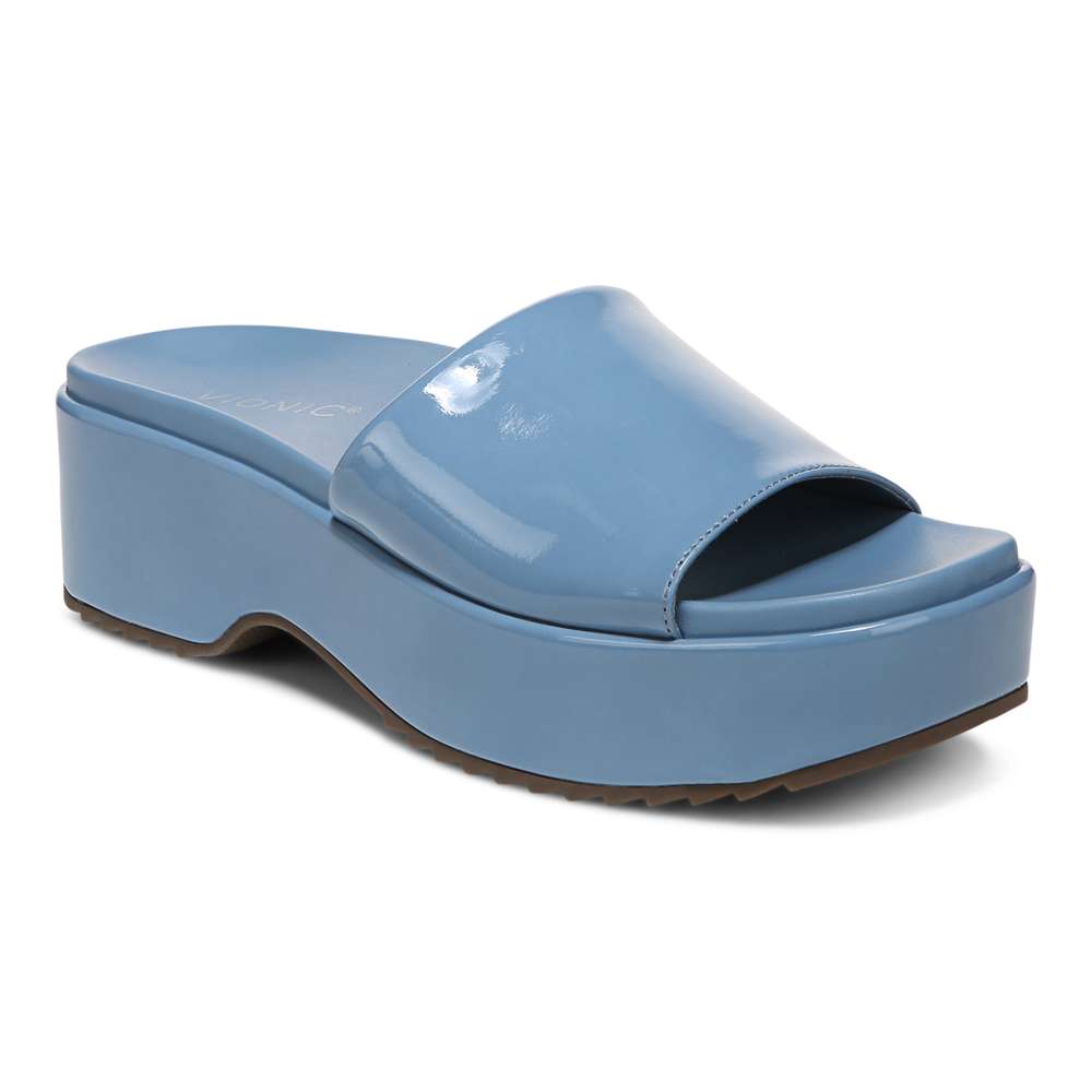 Trista Flatform Slide - Blue Shadow Patent - Image 12